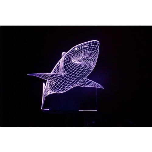 Table Lamps Decorative Indoor Mond Color Changeable Led Light with Shark Full 3D Illusion Effect Funny Lamp with Touch Power