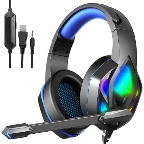 New Head-Mounted Professional Gaming Headset RGB Colorful Lighting Mic PC Phone PS4 XBOX Switch Gamer Wired Headphone H100