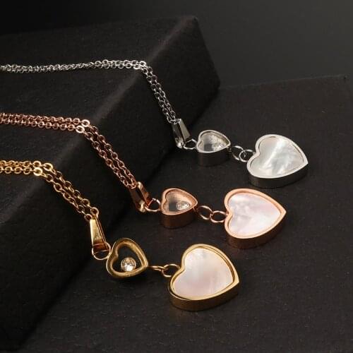 New Trendy Love Heart Shape Crystal Necklace Women Jewelry Luxury Gold Color Crystal Heart Pendant Necklace For Woman Jewelry