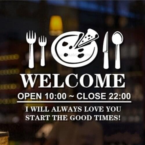 Restaurant business hours sign-simplified modern business vinyl circle decals business hours stickers windows doors A17-051