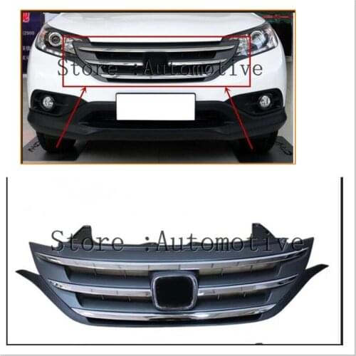 With LOGO For CR-V 2012 2013 2014 Front Bumper Upper Grille Lower Grill For Honda CRV Black Chrome ABS Plastic Auto Car