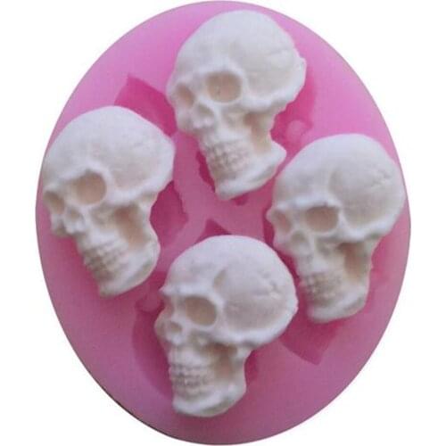 Cake Decoration DIY Tools Halloween Terrorist Skulls Chocolate Liquid Silicone Molds Pastry Mould Jello Pudding Soap