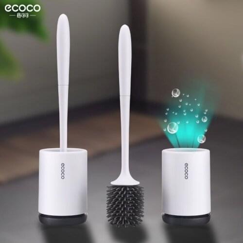 Silicone Toilet Brush With Holder Set Plastic Toilet Bowl Brush Wall-mounted or Floor-Standing Bathroom Toilet Cleaning Brush