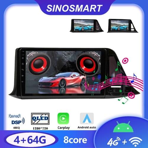 Sinosmart 8 Core,DSP 48EQ Car for Toyota C-HR Euro version left hand driving GPS Navigation Radio 2din 2.5D IPS/QLED Screen