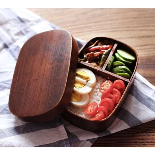 1Pcs Japanese Bento Boxes Wood Lunchbox Handmade Natural Wooden Sushi Box Tableware Bowl Food Container
