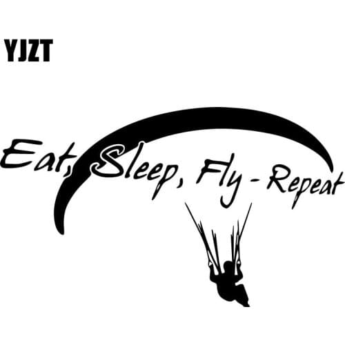 YJZT 18.3CM*10.6CM PARAGLIDING Eat Sleep Fly Repeat Fashion Stickers Decals Car Styling Black/Silver High-quality C31-0327