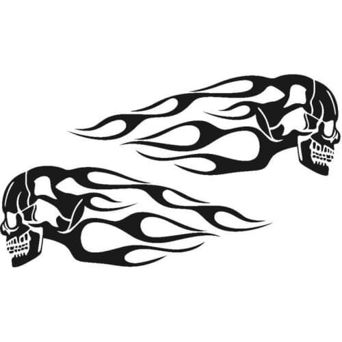 Funny Car Stickers Skull Flame Stripe Decals Car Bumper Car Styling Decoration Door Body Window Vinyl Stickers KK Apply To Car