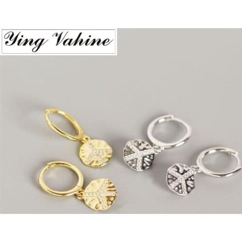 Ying Vahine 100% 925 Sterling Silver Peace Symbol Pendant Stud Earrings for Women