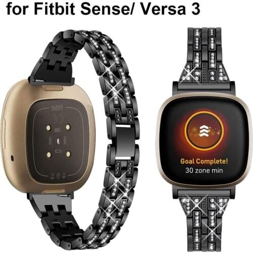 Women Bling Diamond Strap for Fitbit Versa 3 Band Bracelet for Fitbit Sense / Versa3 Smartwatch Dressy Wristband Replacement