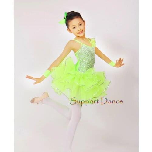 Support-Dance Camisole Ballet Tutu Dress Kids Adult Sequin Dance Costume C230