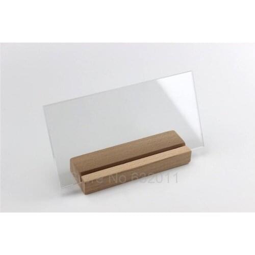 10pcs 200*100mm Acrylic Menu Display Wood Photo Picture Label Holder Display Rack Desk Sign Gradient Price Tag Frame Table Stand