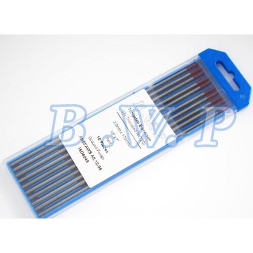 10PCS WT20 (Red) Tig Welding Rods Tungsten 2% Thoriated 1/8"x7" Electrode Ground Finish 3.2*175mm