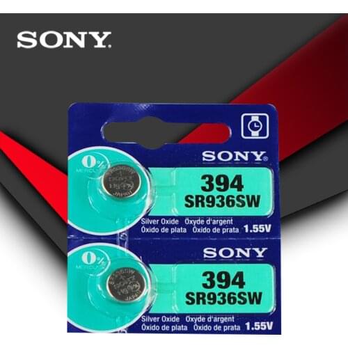 2pcs Sony 100% Original 394 SR936SW 936A LR45 L936 AG9 1.55V Silver Oxide Button Cell Coin Battery MADE IN JAPAN