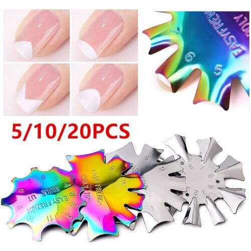 5/10/20 pcs Multi Shape French Nail Art Edge Cutter C- Curve Smile Line V Line Nail Template Almond Shape Nail Art Tools