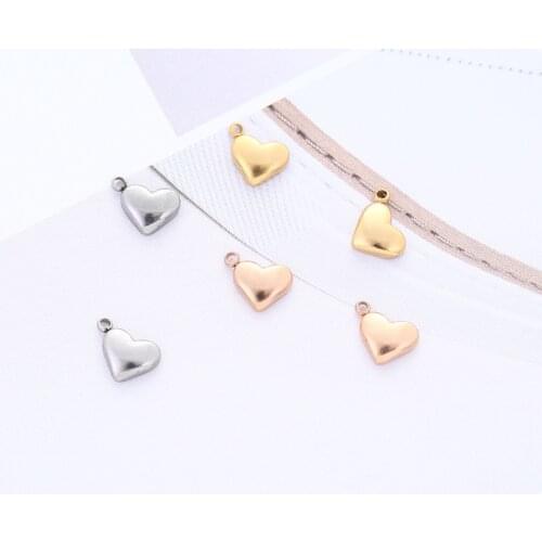 5pcs/Lot Real Stainless Steel Heart Small Charms Pendants for DIY Jewelry Making Accessories 12*10mm