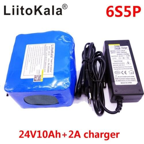 LiitoKala Brand cells 24V 10Ah 6S5P battery pack lithium 350w e-bike li-ion 25.2V lithium bms electric bike battery 250W