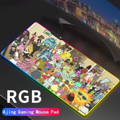 Anime RGB Rick Colorful Gaming Large Mouse Pad Gamer Led Computer Mousepad PC Desk Play Mat with Backlit