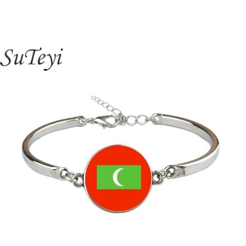 SUTEYI Charms Flag Bracelets Liechtenstein Luxembourg Rwanda Romania Madagascar Maldives Malta Malawi Malaysia Mali Handmade