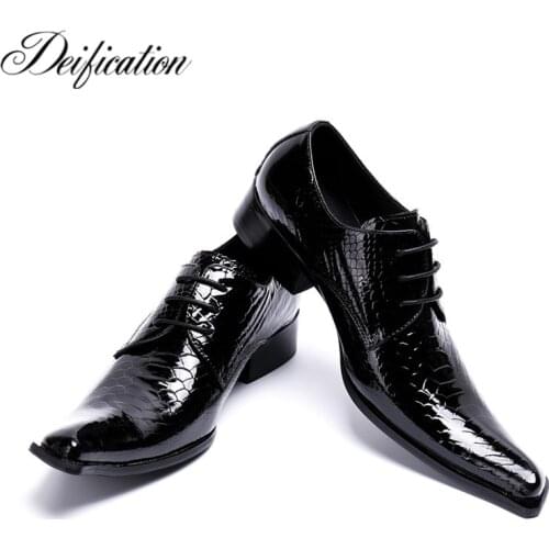 Deification Elegant Gentleman Wedding Dress Shoes Lace-Up Real Leather Shoes Square Toe Classic Men Formal Business Flat Shoes