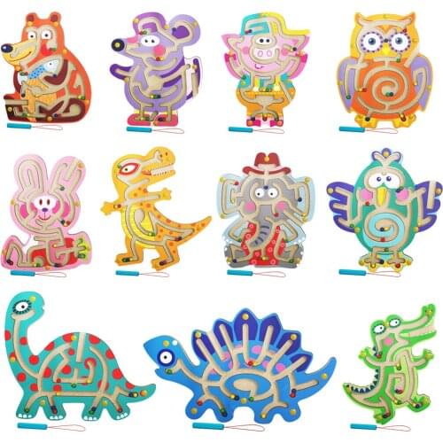 Wooden Magnetic Bead Maze Toy Brain Teaser STEM Toys Puzzle Maze Board
