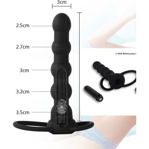 Double Rings Strapon Anal Plug Tail Dildo Vibrator Prostate Massager Anal Beads strapon dildo sex toy for male penis enlarger