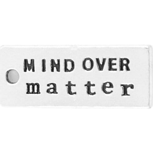 Two sided engraved message Mind Over Matter charm inspire stamped pendants diy