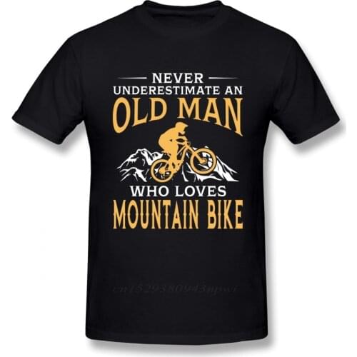 Never Underestimate An Old Man With A Mountain Bike T Shirt Boy Pure Cotton Short Sleeve MTB Tees Guys Punk Designer Streetwear