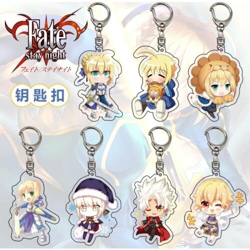 Game Fate Grand Order FGO Keychain night Gilgamesh Archer Lancer Saber Tamamo no Mae Action Figure Pendant Gifts