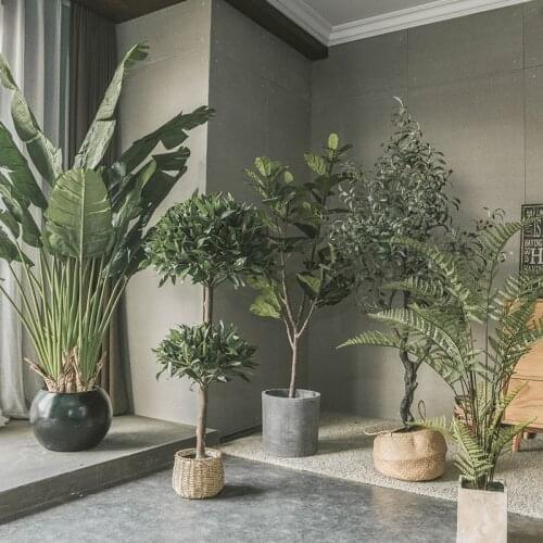 GY Simulation Plant Ornamental Flower Fake Trees Lazy Green Plant Nordic Bonsai Floor Soft Decoration Ficus Lyrata Green Plant