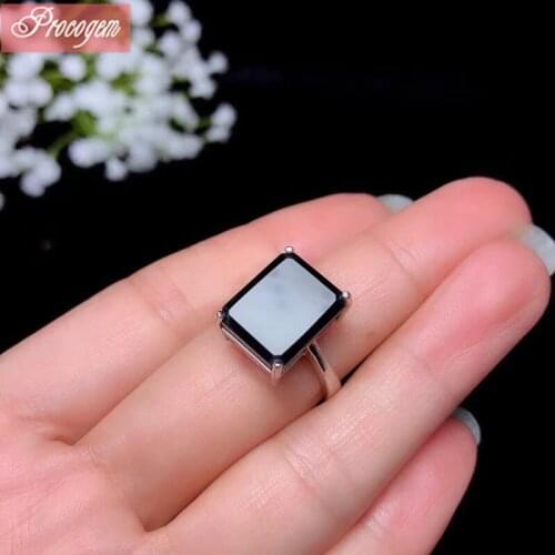 Natural Sapphire ring 10x14mm 9.0Ct Genuine Gemstone Male Unisex Rectangle Rings 925 Sterling Silver Fine Jewelry Certificate #T