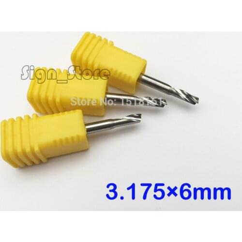 10pcs/ Lot A+ Single / One Flute Aluminium Magnesium Copper End milling CNC Router Bits 3.175 X 6mm Free Shipping