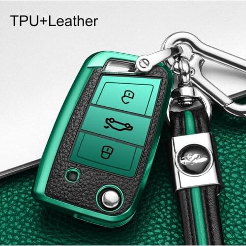 Leather TPU Car Key Case Cover For Volkswagen VW Golf 7 mk7 Seat Ibiza Leon FR 2 Altea Aztec For Skoda Octavia Car Accessories