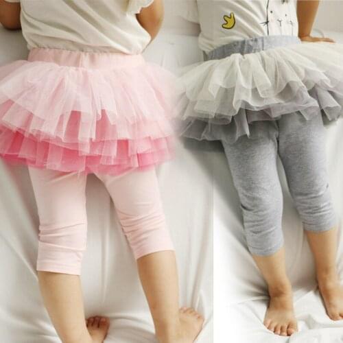 Summer Girls Pants New Baby Girls Legging Tutu Layer Mesh Skinny Princess Party Cake Skirt Pant DT382