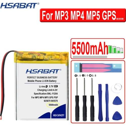 HSABAT 5500mAh 925870 905570 Li-polymer Battery Polymer Lithium Rechargeable for Tachograph Bluetooth Speaker Toy Car DVR MP4