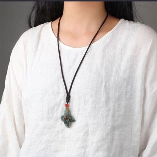 Lovers style natural light green pendant, elaborate orchid Pendant Necklace childrens gifts for men and women