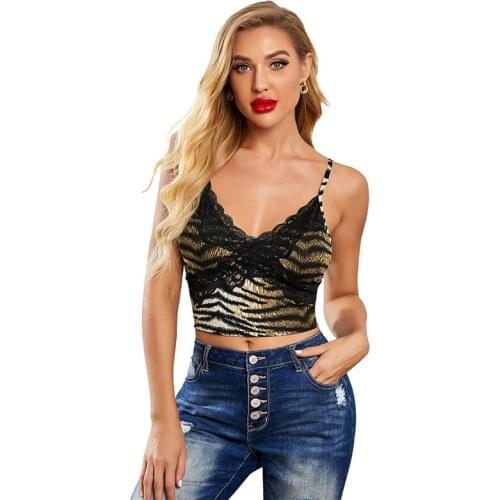 Sexy V Neck Spaghetti Strap Tank Top Thin Underwear Sexy Lace Lingerie For Women Wear Hot Brown/Zebra/Leopard
