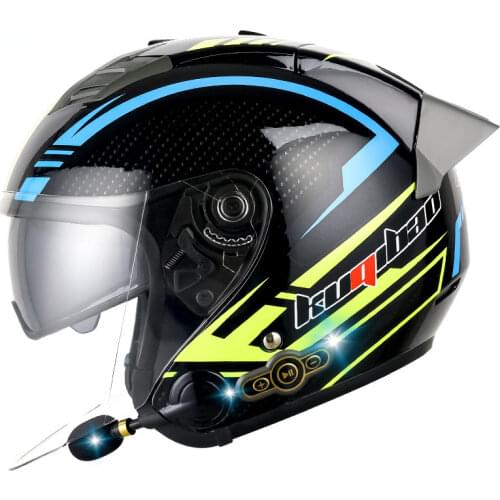 2021 DOT Approved Open Face 3/4 Motorcycle Helmet with Build-In Bluetooth Headset Earphone and Detachable Liner