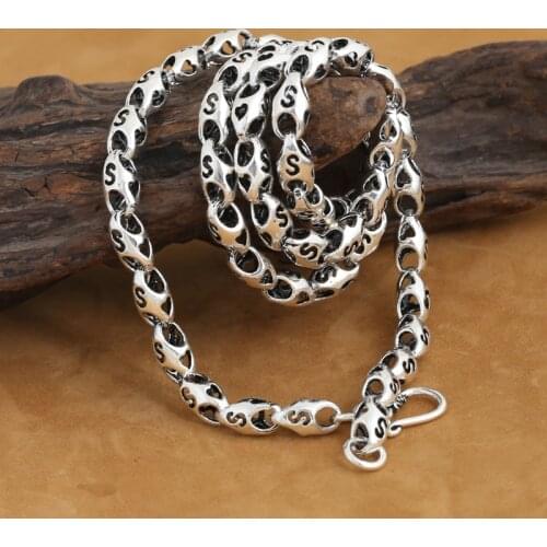 6MM Handmade 925 Silver Necklace Sterling Chains Necklace for Men Vintage Pure Silver Necklace