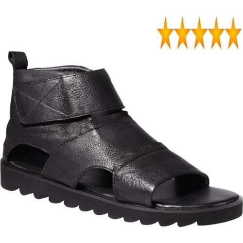 Men Summer New Runway Real Leather Sheepskin Platform Top Quality England Breathable Leisure Beach Sandals Rome