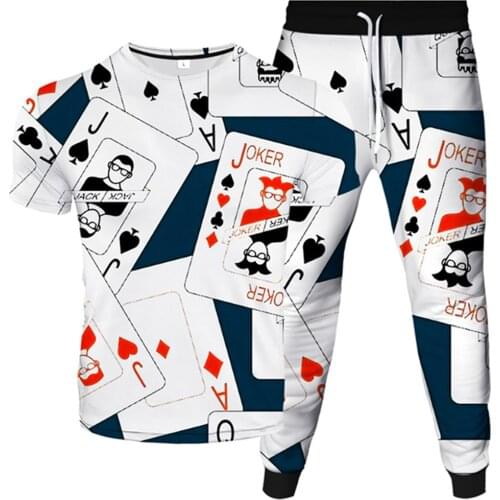 Men Women Hip Hop Style Poker Fire Skull Queen 3D Printed Tracksuit Clothes T-Shirt+Jogger Pants 2Pcs Sets Plus Size S-6XL Suits