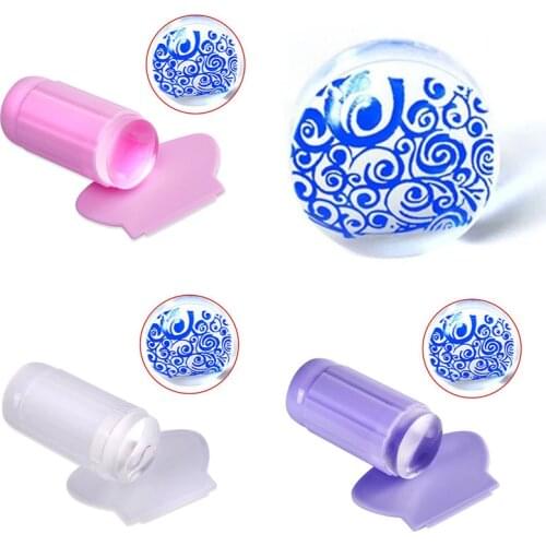 New Mirror Nail Stamper Clear Silicone Head Manicure Scraper Polish Transfer Template Kits with Cap Nail Art Stamping Plate