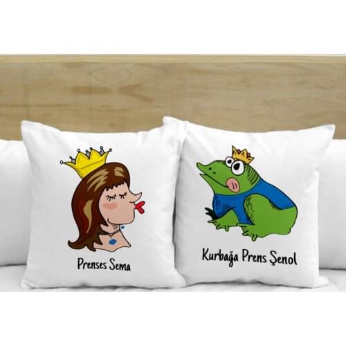 Personalized Dual Is Princess & Frog Prince White Pillow Case
