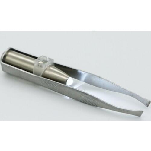 50 pcs Stainless Steel Eyebrow Tweezers Led Light Eyelash Eyebrow Hair Removal Tweezer Face Hair Remover jk168