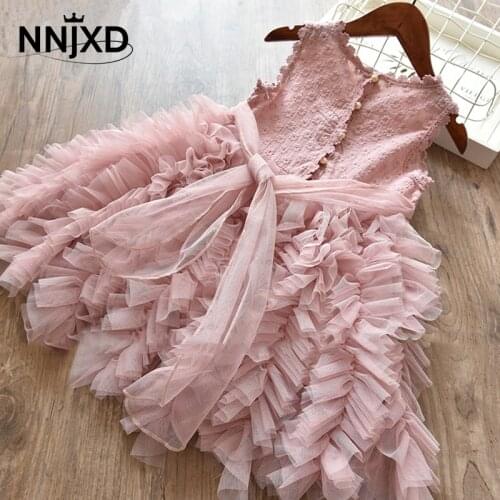 Summer Kids Dresses For Girls Tutu Fluffy Cake Smash Dress Elegant Princess Party Wedding Dress Girl Birthday Clothing 3 8Y