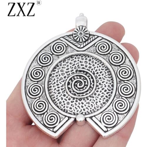 ZXZ 2pcs Large Spiral Swirl Vortex Design Charms Pendants for Necklace Jewelry Making Findings 78x69mm