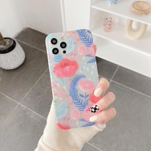 Peony Flower Hollow Clear Design Mobile Phone Cases for iPhone 12 PRO MAX 11Pro XR X XS Max 7 8 Plus Soft TPU Shell