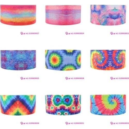 Q&N ribbon 16mm ~ 75mm Tie dye 50yard Heat Transfer Ribbons Gift Box With Logo DIY Crafts /FOE Free Shipping