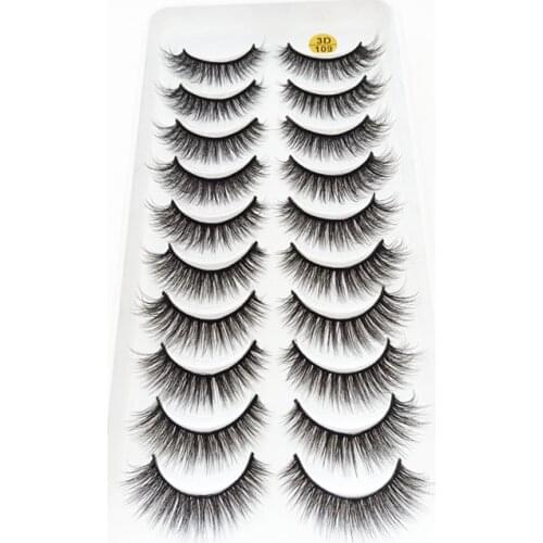 QUXINHAO 10 Pairs 3D Faux Mink Eyelashes Natural False Eyelashes Fake Lashes Makeup Extension Eyelashes ресницы для наращивания