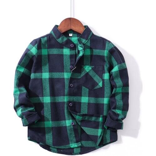 Long Sleeve Boys Shirts Casual Classic Plaid Flannel Children Shirts Kids Boy Tops BC999