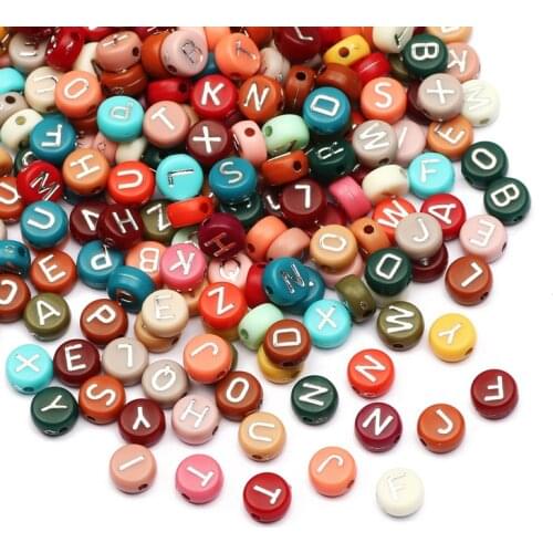 Random Alphabet Mixed Color Flat Round Letter Beads Spacer Accessories For Jewelry Making Bracelet Pacifier Clip DIY Supplies